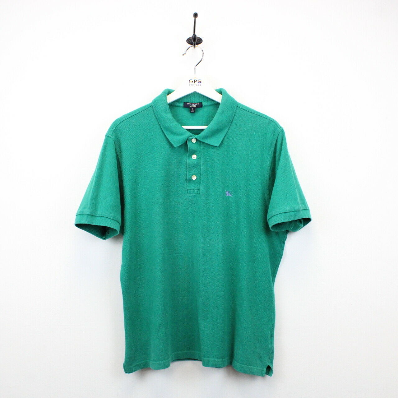 BURBERRY Polo Shirt Green Large GPS Vintage