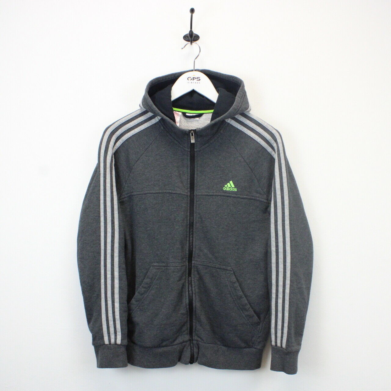 Black adidas hoodie outlet with green stripes