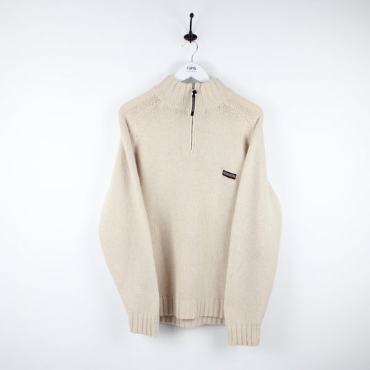 NAPAPIJRI 1/4 Zip Knit Sweatshirt Beige | Medium