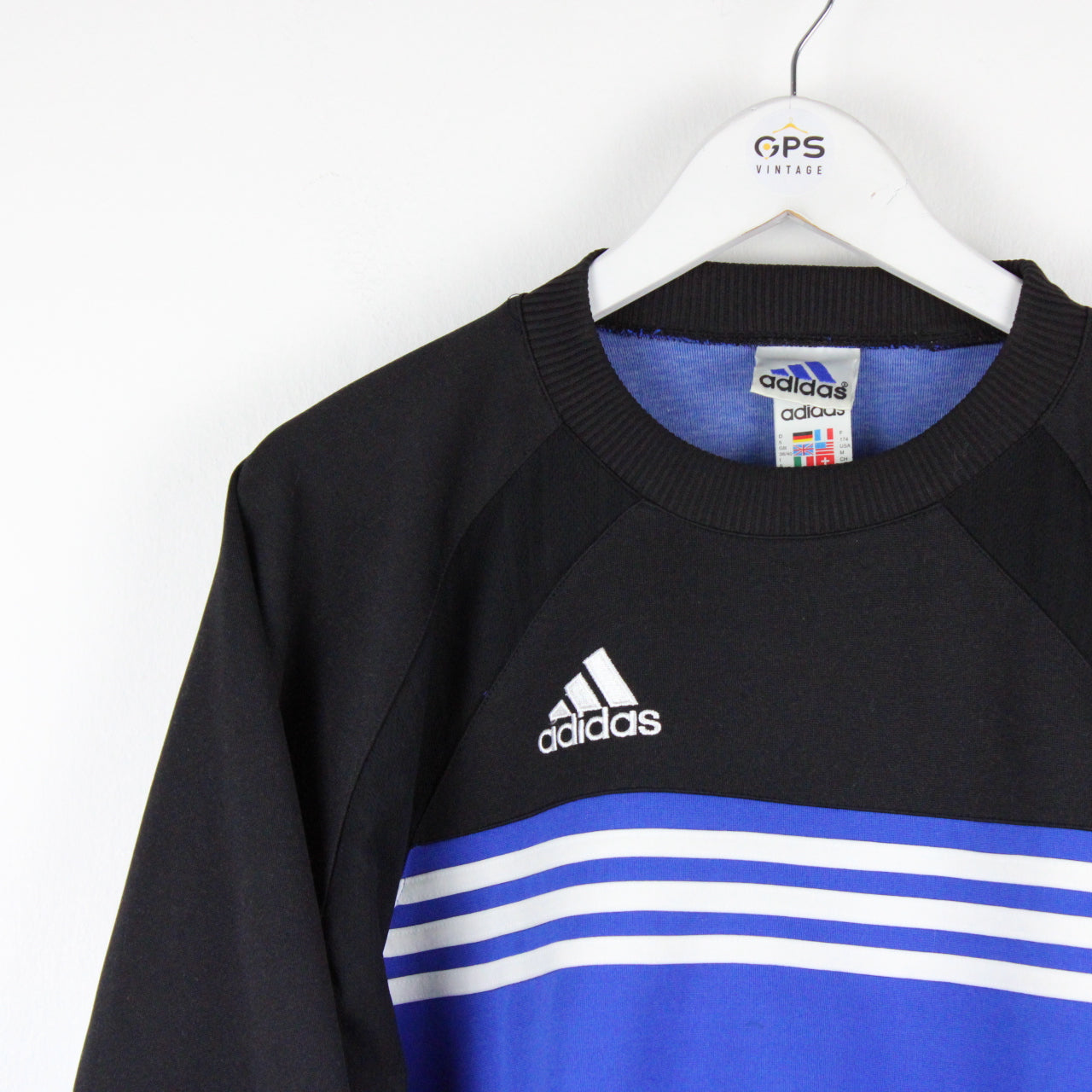 Black and sales blue adidas sweatshirt