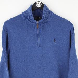 Mens RALPH LAUREN 1/4 Zip Sweatshirt Blue | Medium