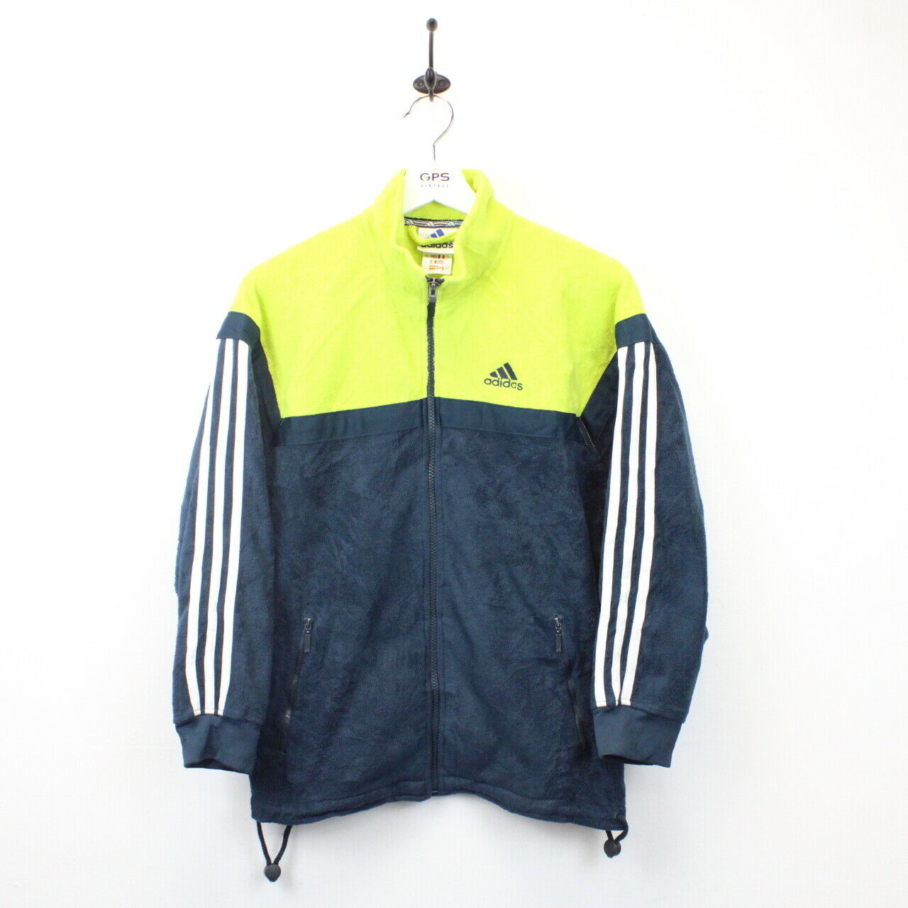 Womens ADIDAS 90s Fleece Jacket Navy Blue | Small