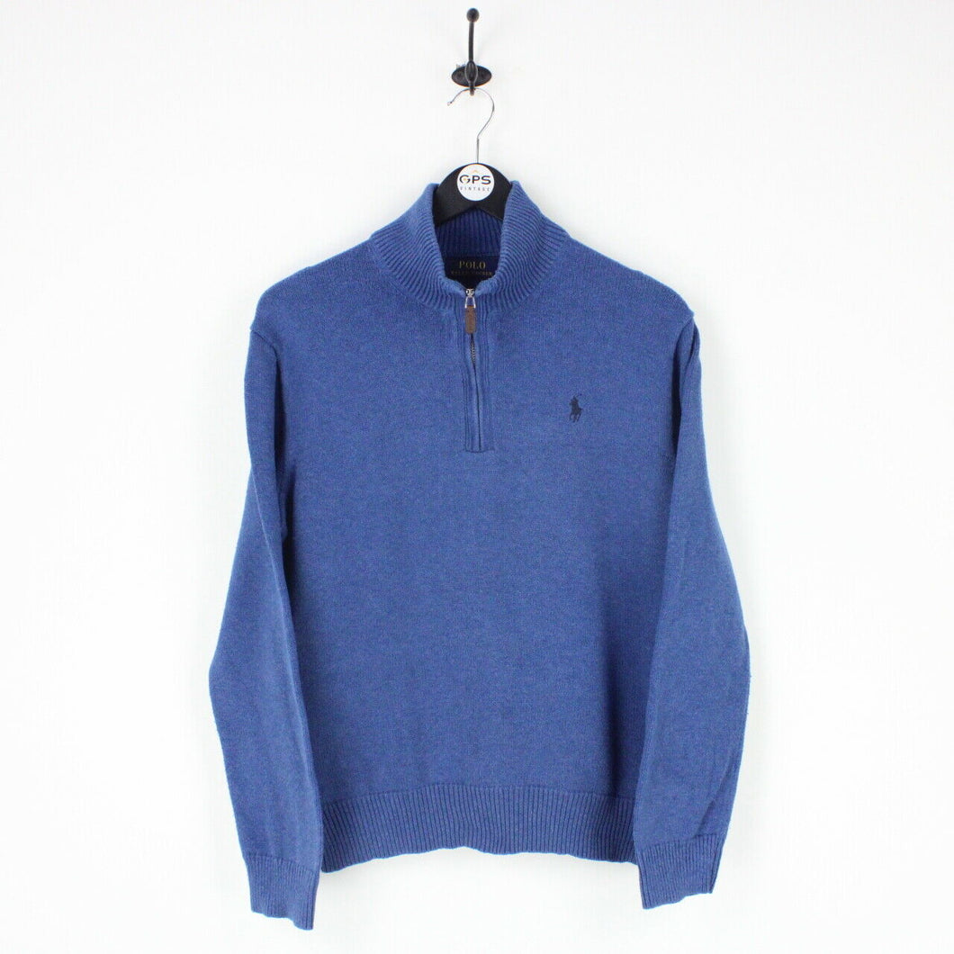 Mens RALPH LAUREN 1/4 Zip Sweatshirt Blue | Medium