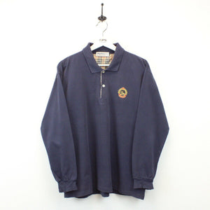 BURBERRYS 90s Polo Shirt Navy Blue | Medium