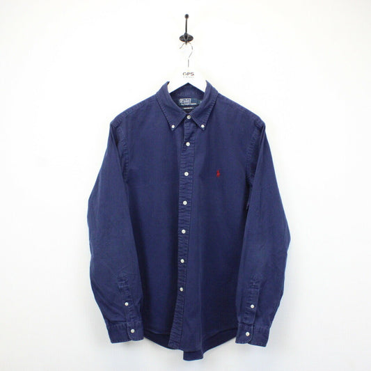 RALPH LAUREN 90s Shirt Navy Blue | Large