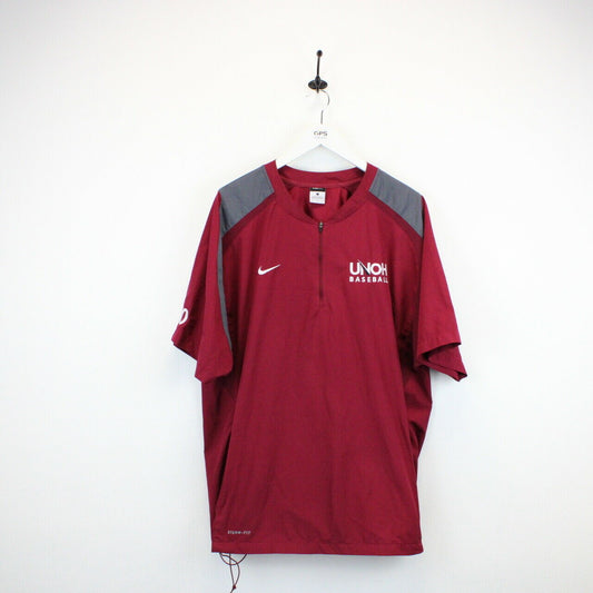 NIKE 1/4 Zip T-Shirt Red | Large