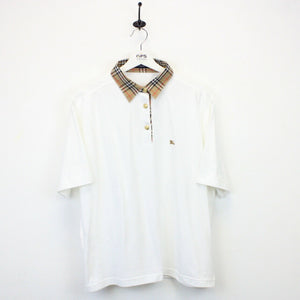 Womens BURBERRY 00s Polo Shirt White | XL