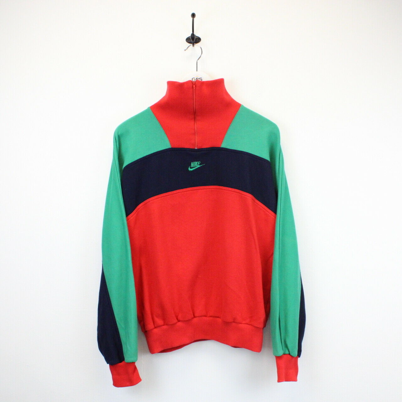 Nike large vintage hotsell color block pull over crewneck 1/4 zip sweatshirt