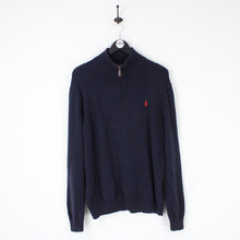 Load image into Gallery viewer, Mens RALPH LAUREN 1/4 Zip Knit Sweatshirt Navy Blue | XL
