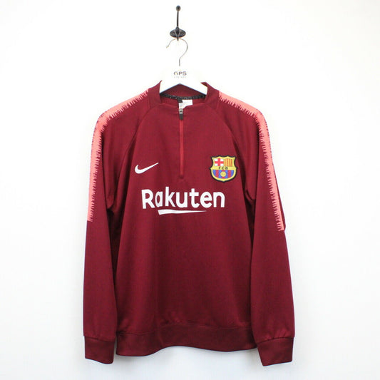 NIKE FC BARCELONA 1/4 Zip Sweatshirt Red | Large