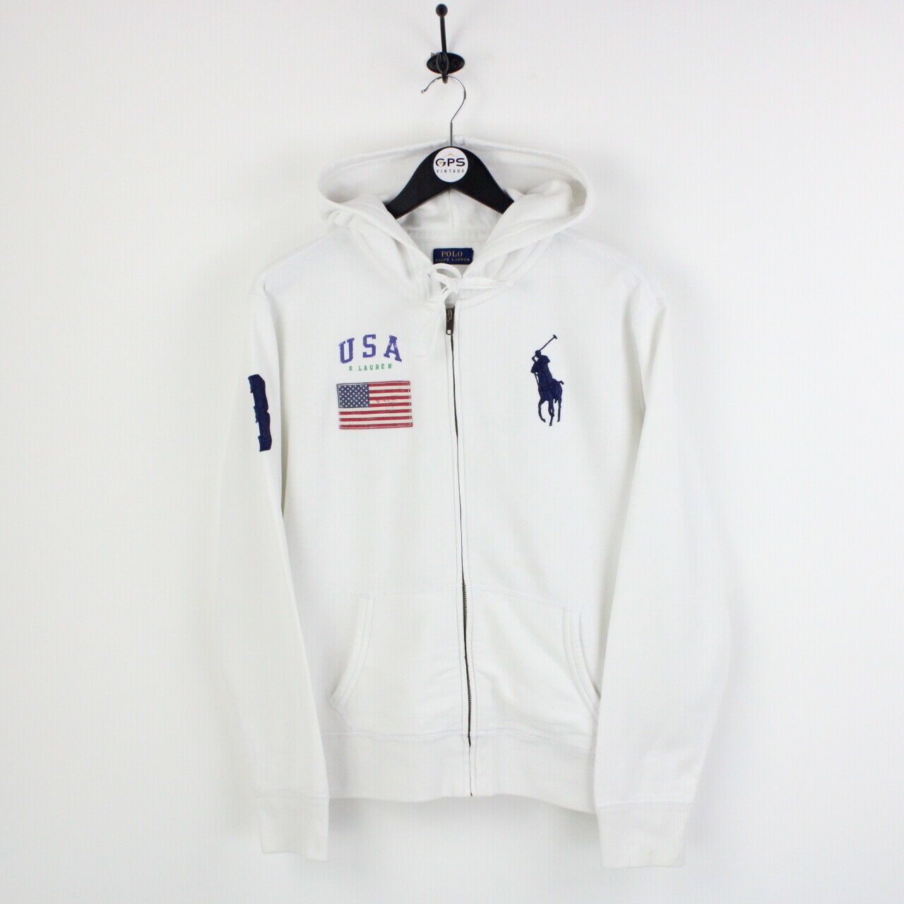 RALPH LAUREN 00s Hoodie White | Small