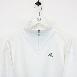 Womens ADIDAS 90s 1/4 Zip Sweatshirt White | Medium