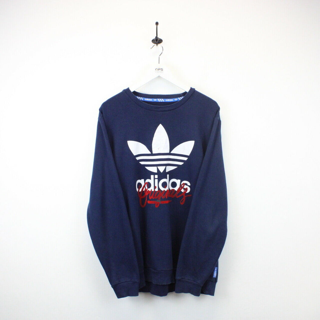 ADIDAS Sweatshirt Navy Blue | Large