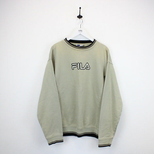 Vintage FILA Sweatshirt Beige | XL