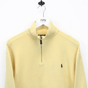 RALPH LAUREN 90s 1/4 Zip Sweatshirt Yellow | Medium