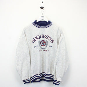 Vintage DUQUESNE UNIVERSITY 90s Sweatshirt Grey | Medium