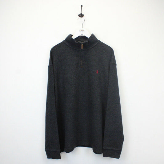 RALPH LAUREN 1/4 Zip Knit Sweatshirt Grey | XXL