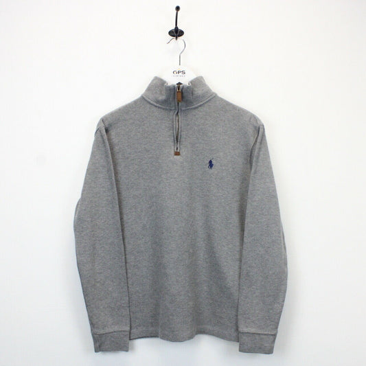 RALPH LAUREN 1/4 Zip Knit Sweatshirt Grey | XS