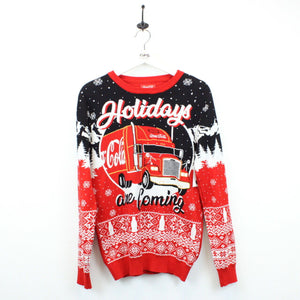 COCA COLA Christmas Sweatshirt Red | Medium