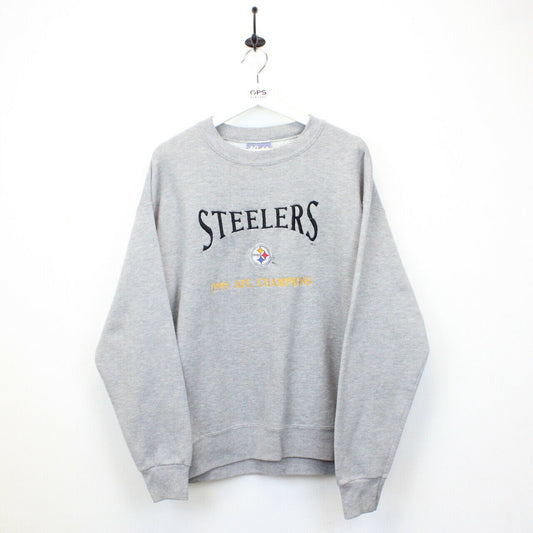 NFL 90s Pittsburgh STEELERS Sweatshirt Grey | Large