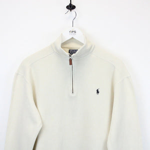 RALPH LAUREN 1/4 Zip Sweatshirt Beige | Medium