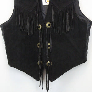 Womens Suede Western Vest Black | Medium