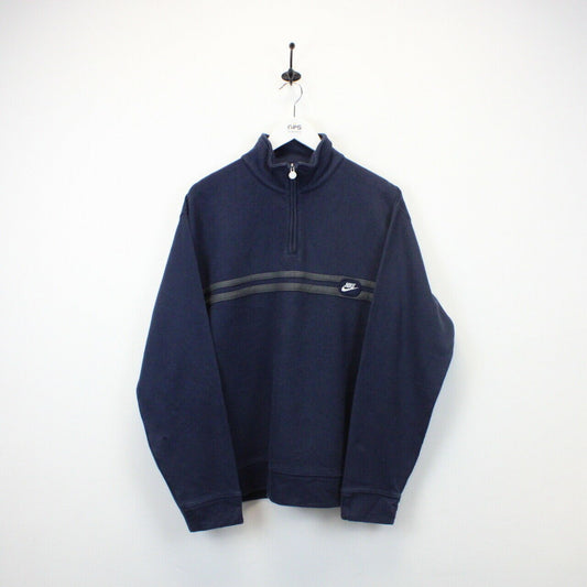 NIKE 00s 1/4 Zip Sweatshirt Navy Blue | Large