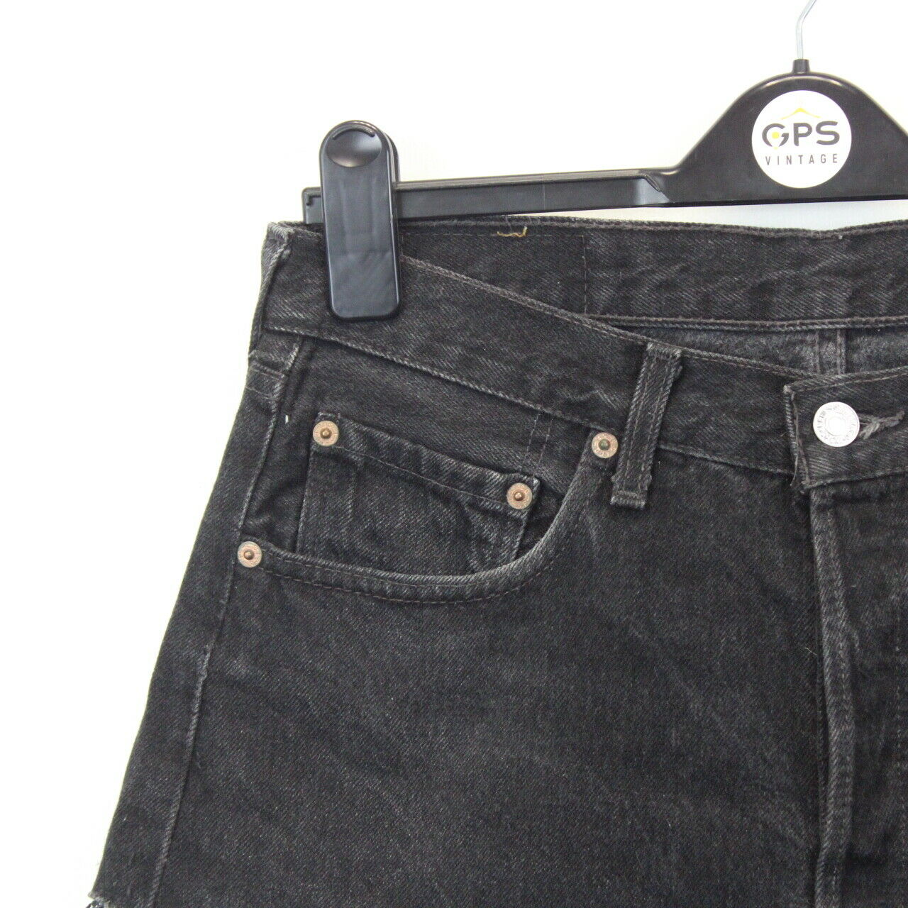 Womens LEVIS 501 Shorts Black Charcoal | W32