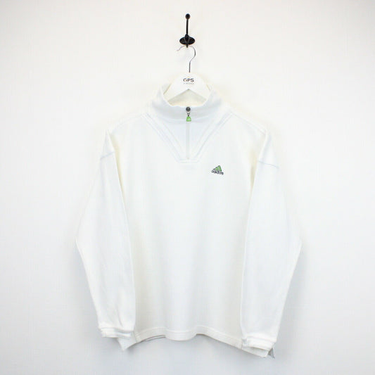 Womens ADIDAS 90s 1/4 Zip Sweatshirt White | Medium