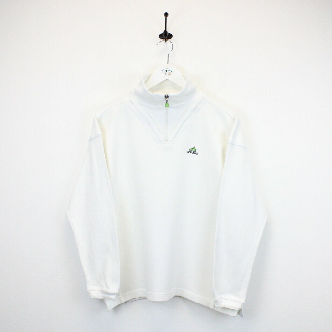 Womens ADIDAS 90s 1/4 Zip Sweatshirt White | Medium