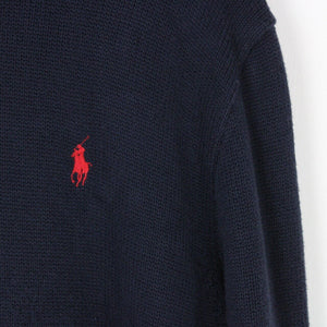 Mens RALPH LAUREN 1/4 Zip Knit Sweatshirt Navy Blue | XL