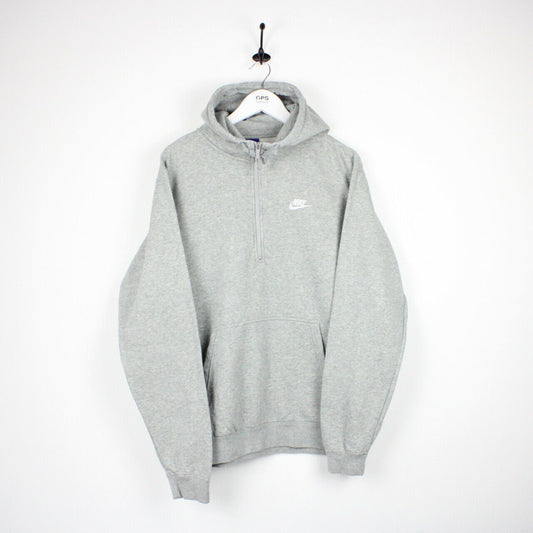 Vintage NIKE 1/4 Zip Hoodie Grey | Large