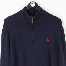 Load image into Gallery viewer, Mens RALPH LAUREN 1/4 Zip Knit Sweatshirt Navy Blue | XL
