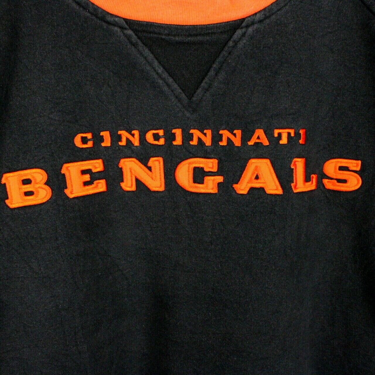 Reebok Cincinnati outlet Bengals NFL Vintage Crewneck Sweatshirt 90s Black Orange Large