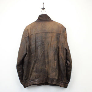 90s Leather Aviator Jacket Brown | XL