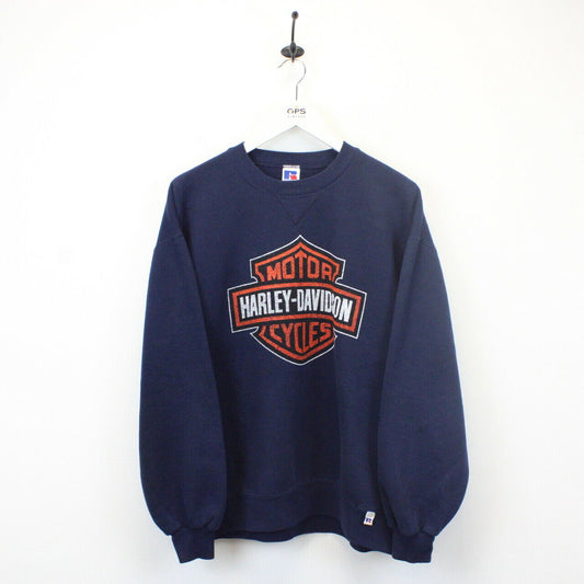 HARLEY DAVIDSON 90s Sweatshirt Navy Blue | Medium