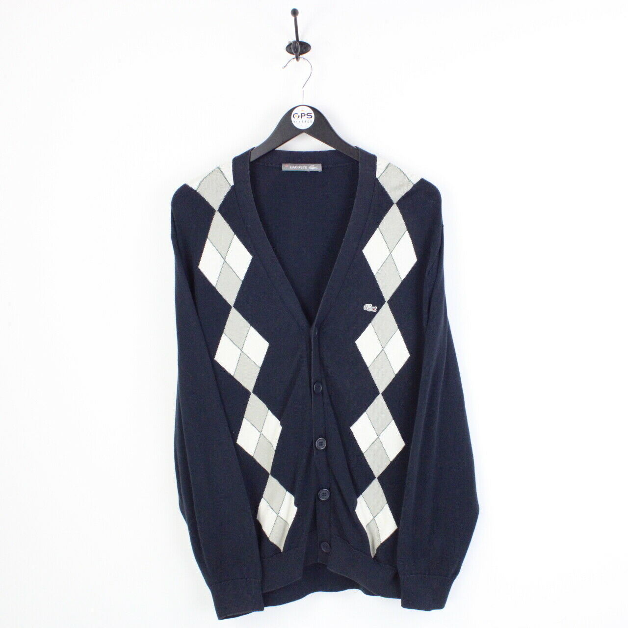 LACOSTE Knit Cardigan Navy Blue | XL