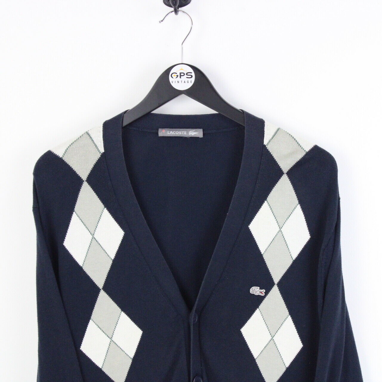 LACOSTE Knit Cardigan Navy Blue | XL