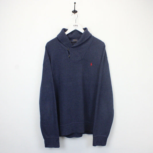 RALPH LAUREN Knit Sweatshirt Navy Blue | XL