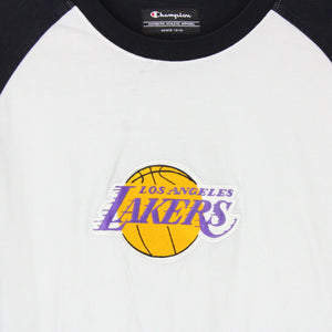 Mens CHAMPION LA LAKERS Long Sleeve T-Shirt White | Medium