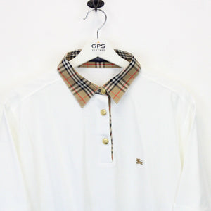 Womens BURBERRY 00s Polo Shirt White | XL