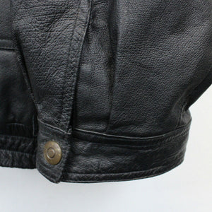 90s Leather Biker Jacket Black | XXL