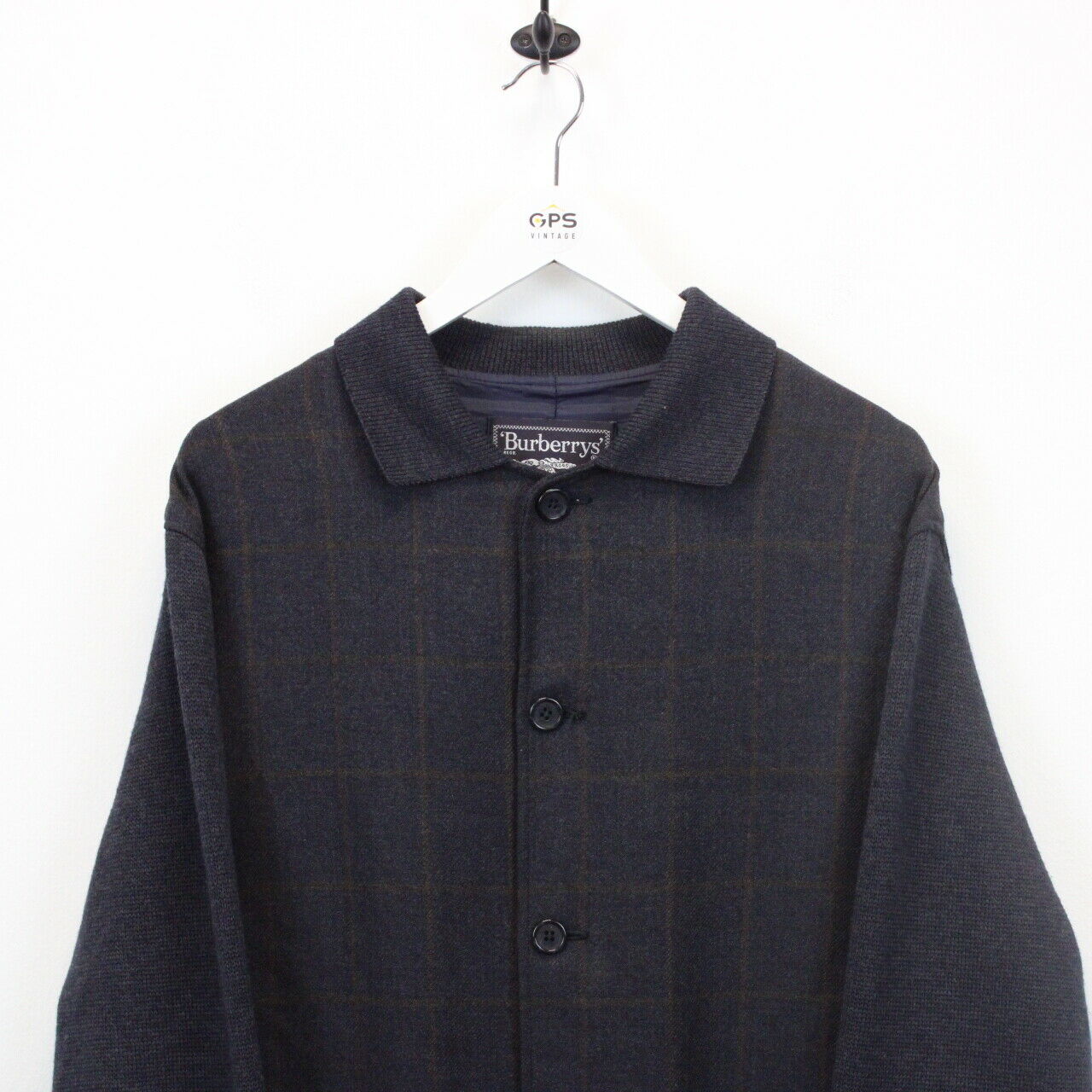 BURBERRYS 90s Mac Coat Navy Blue | Large