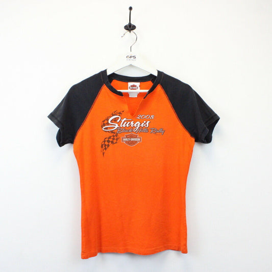 Womens HARLEY DAVIDSON 00s T-Shirt Orange | Medium