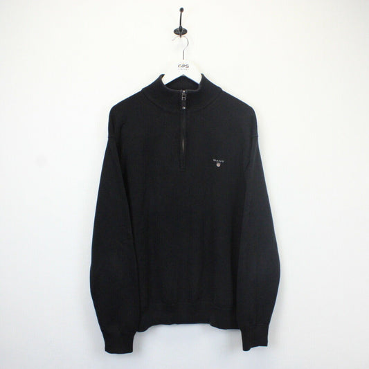 GANT 00s 1/4 Zip Knit Sweatshirt Black | Large