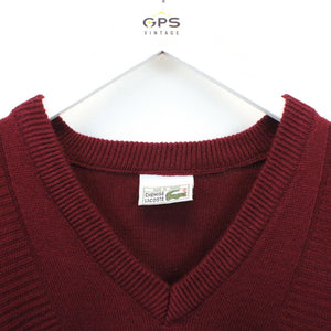 CHEMISE LACOSTE 90s Knit Sweatshirt Red | XXL