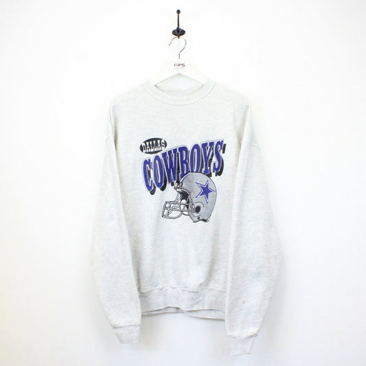 NFL 90s Dallas COWBOYS Sweatshirt Grey | Large