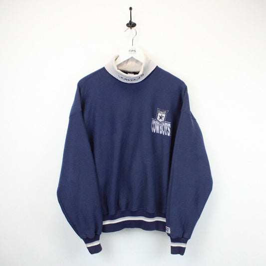 NFL 90s Dallas COWBOYS Sweatshirt Navy Blue | Medium