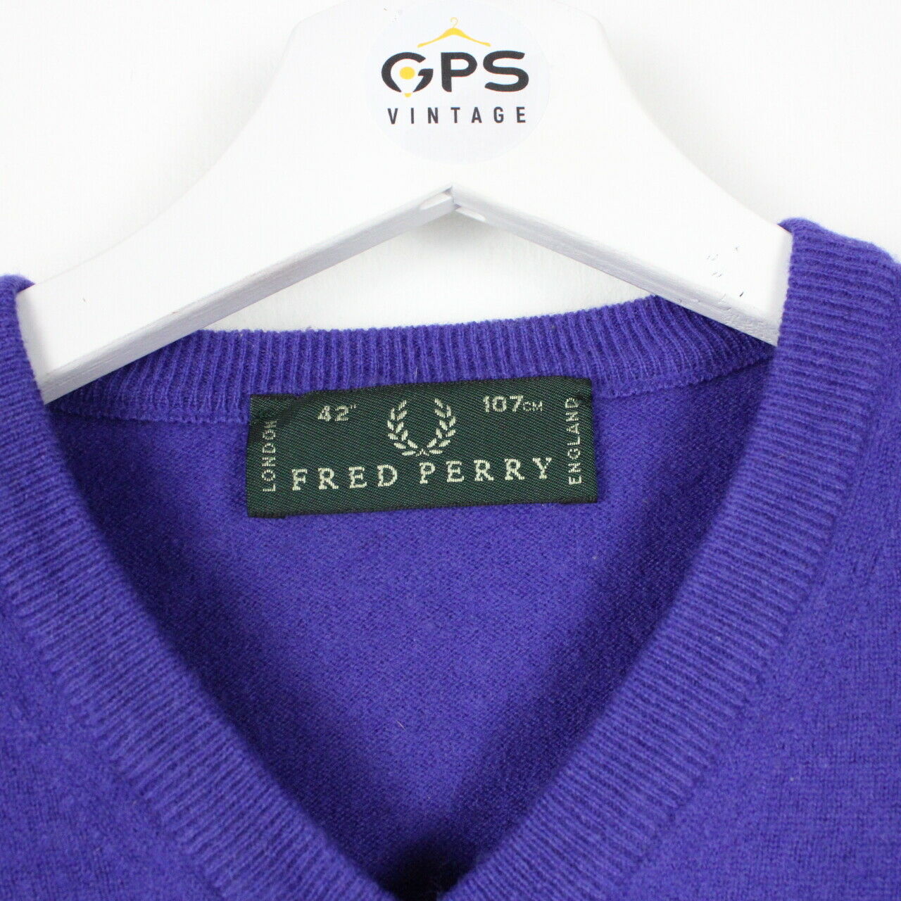 Vintage FRED PERRY Knit Sweatshirt Purple | Small