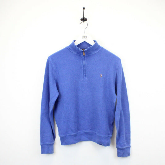 Womens RALPH LAUREN 1/4 Zip Sweatshirt Blue | XS